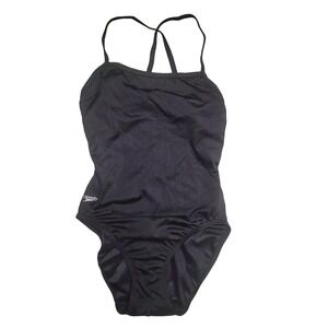 Speedo Women's One Piece Swimming Suit 34 /8 Black  Open Back